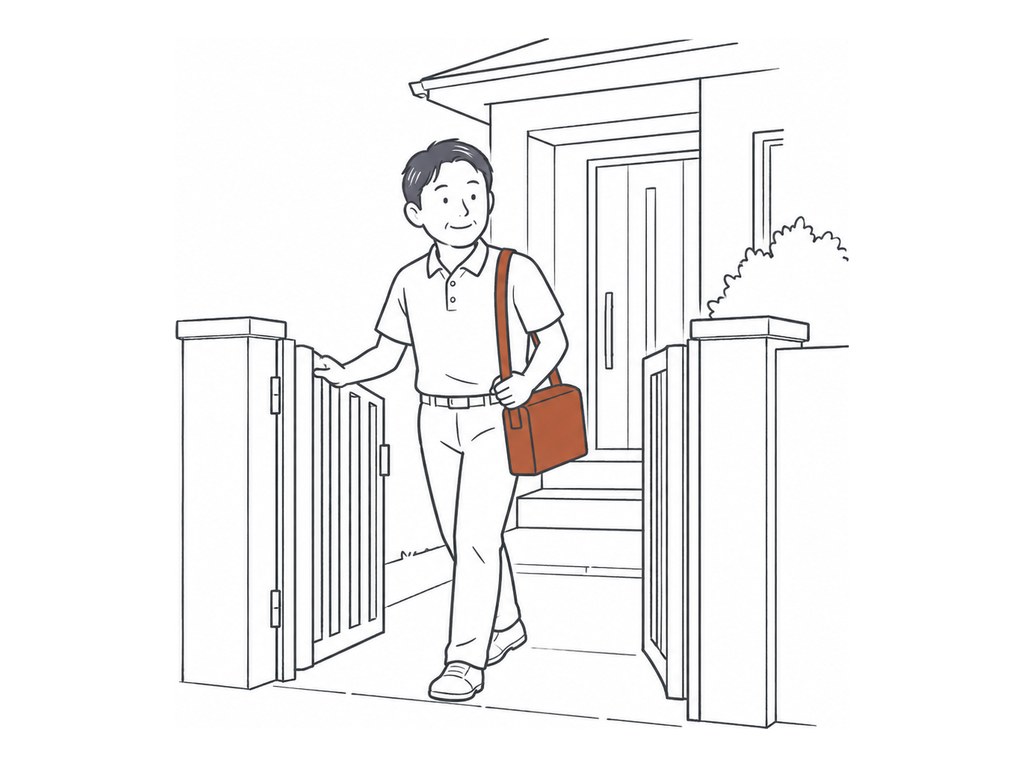 昼間、往診かばんを持った医師が、一軒家の門を開けて玄関へ向かう挿絵